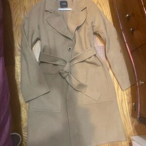 SOLD - Theory Camel Belted Trench Coat